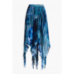 Pleated tie-dyed chiffon maxi skirt