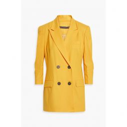 Double-breasted pleated wool-blend blazer