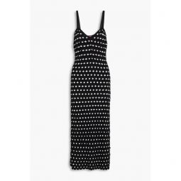 Scalloped two-tone stretch-knit midi dress