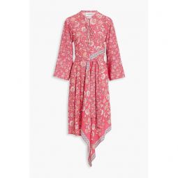 Dandy lace-up printed crepe midi dress