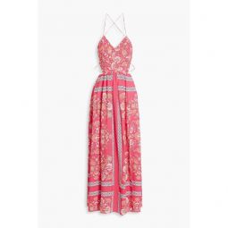 Dandy gathered printed crepe maxi dress