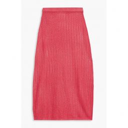 Shany metallic crochet-knit midi skirt
