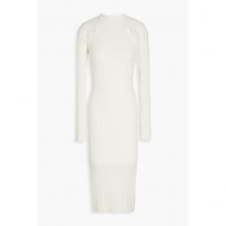 Cutout ribbed-knit midi dress