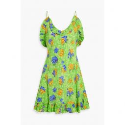 Ruffled floral-print silk crepe de chine mini dress