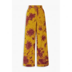 Tie-dyed cotton wide-leg pants