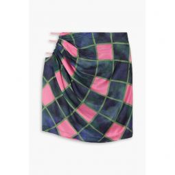 Patel cutout printed satin mini skirt