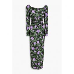 Cuarzo Peonia Ocaso cutout floral-print linen-jacquard maxi dress