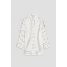 Unite bow-detailed striped cotton-poplin shirt