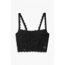 Tessa cropped broderie anglaise cotton-blend top