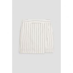 Skirt-effect striped cotton-poplin shorts