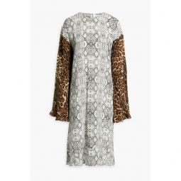 Printed silk-crepe midi dress