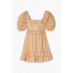 Leticia ruffled printed linen mini dress