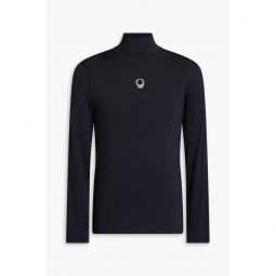 Printed stretch-jersey turtleneck top