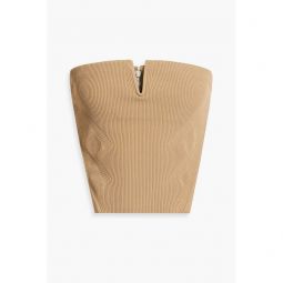 Strapless ribbed-knit top
