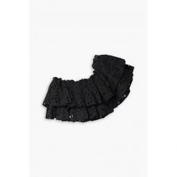 Flamingo one-shoulder cropped ruffled broderie anglaise cotton-blend top