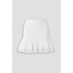 Fleur guipure lace and cotton-blend voile mini skirt