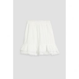 Ruffled broderie anglaise cotton-blend mini skirt