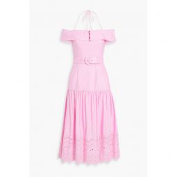 Emile broderie anglaise linen-blend midi dress