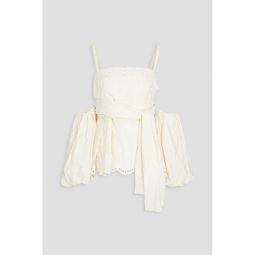 Maryam embroidered woven peplum top