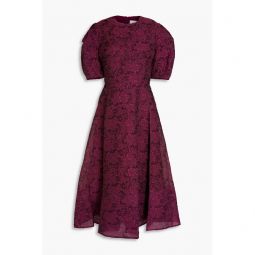 Kira cloque-organza midi dress