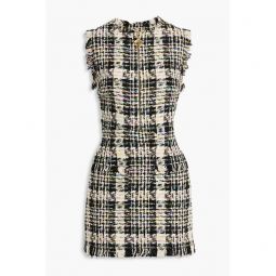 Embellished metallic boucle-tweed mini dress