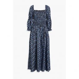 Harper shirred floral-print silk-twill maxi dress