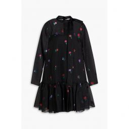 Metallic fil coupe organza mini dress