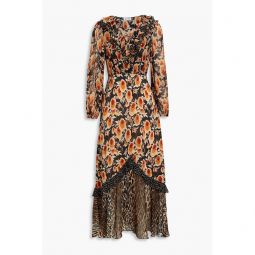 Jaida ruffled printed silk-chiffon midi dress