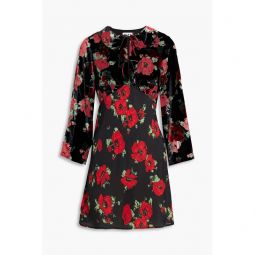 Malibu floral-print silk-blend devore-velvet and crepe de chine mini dress