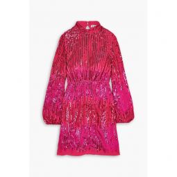 Lara cutout velvet-trimmed sequined crepe mini dress