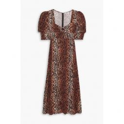 Karen crystal-embellished leopard-print crepe de chine midi dress
