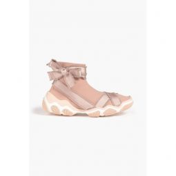 Glam Run satin-trimmed stretch-knit high-top sneakers