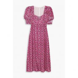 Karen embellished floral-print velvet midi dress