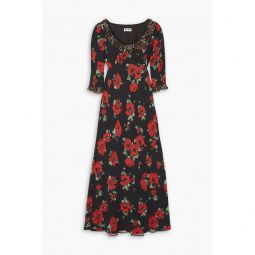 Juliette ruffled printed crepe midi dress