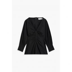 Ruched cotton-poplin top