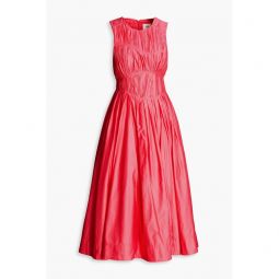 Nya pleated cotton-taffeta midi dress