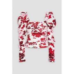 Marlene pleated floral-print cotton top
