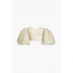 Patina off-the-shoulder embellished taffeta top