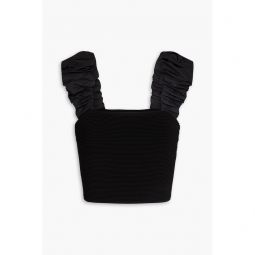 Allard cropped ruched ribbed-knit and taffeta top