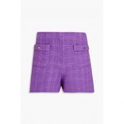 Button-embellished cotton-tweed shorts