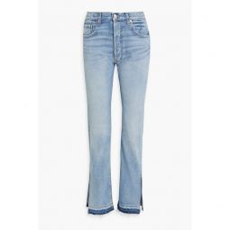 Frayed high-rise straight-leg jeans