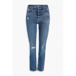 Distressed high-rise skinny jeans