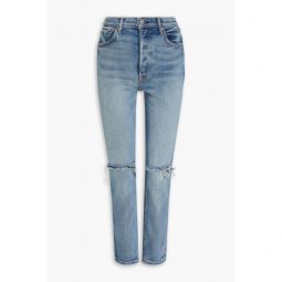 Karolina distressed high-rise slim-leg jeans