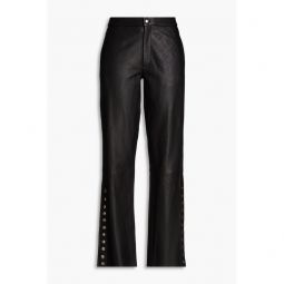Leather straight-leg pants