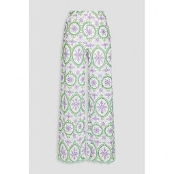 Brigid broderie anglaise cotton-blend wide-leg pants