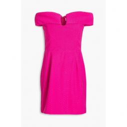 Last Dance off-the-shoulder embellished tulle mini dress
