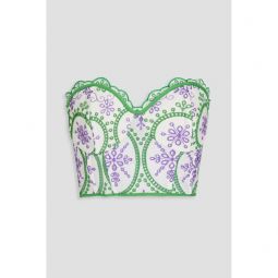Lita broderie anglaise cotton-blend bustier top