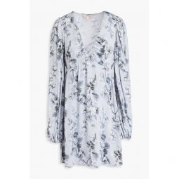 Floral-print satin-crepe mini dress