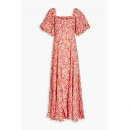 Sequin-embellished floral-print georgette maxi dress