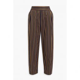Serenity cropped striped cotton-poplin tapered pants